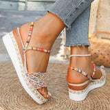 Women’s Bohemian Wedge Sandals Colorful Woven Platform Shoes