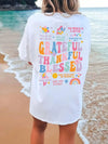 Grateful Thankful Blessed Cotton T-Shirt - Women's Positive Quote Graphic Tee