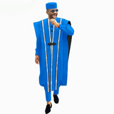 Men’s 4-Piece African Agbada Set | Grand Robe, Dashiki Shirt, Ankara Pants & Tribal Hat