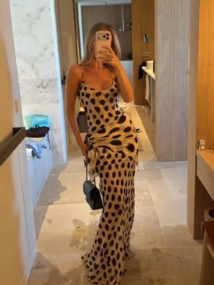 Women’s Animal Print Ruched Drawstring Slip Dress