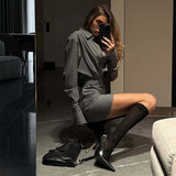 Women’s Elegant Lapel Single-Breasted Shirt & Hip Package Skirt Set