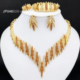 Luxury 4-Piece Gold Color Jewelry Set for Women – Elegant Necklace, Bracelet, Ring & Earrings Set