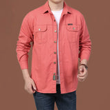 Men’s Pure Cotton Loose Fit Long Sleeve Tooling Cargo Shirt