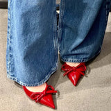 Sommer Damen Sandalen mit hohen Absätzen – Modische flache Schuhe mit Schmetterlingsknoten, Elegante Hochzeitspartyschuhe mit Absätzen