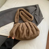Damen weiche Kunstfell-Cloud-Bag – faltige kleine Umhängetasche