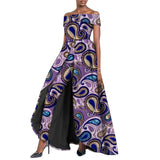 Hochgeschlitztes langes Kleid und Ankara-Hose, traditionelles Dashiki-Wachs-Print-Outfit
