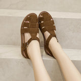 Women’s Genuine Leather Retro Pig Cage Sandals