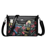Damen-Umhängetasche mit Blumenmuster | Hochwertige Crossbody-Tasche aus Leder