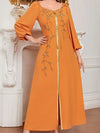 Muslim Dress Caftan with Embroidery – Lantern Sleeve Bandage Dress