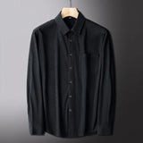 Men's Corduroy Long Sleeve Shirt – Autumn Winter Solid Color Casual Top