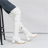 Damen-Overknee-Stiefel aus Lackleder – Sexy High-Heel-Overknee-Stiefel