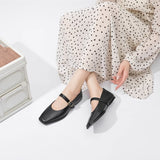Women’s Genuine Leather Mary Jane Shoes – Square Toe Ballet Flats