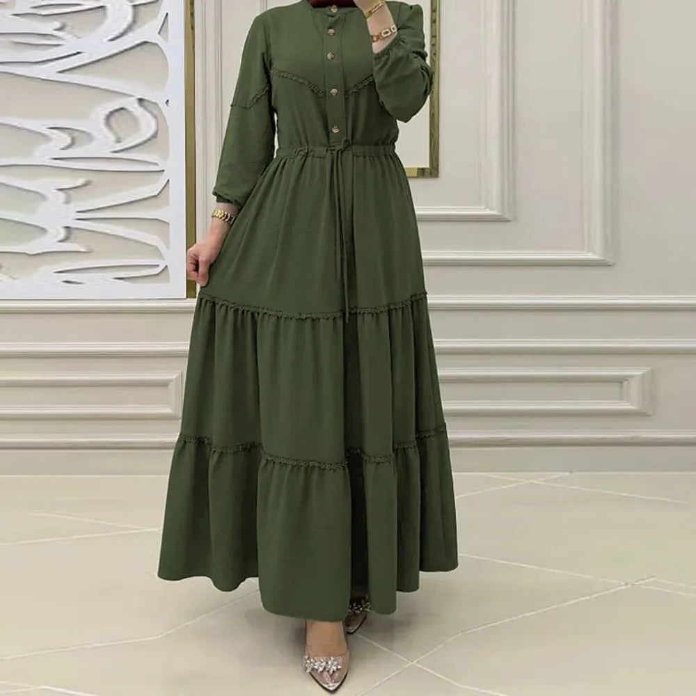 Premium Green Heritage Dress | Sophisticated Loose-Silhouette Abaya