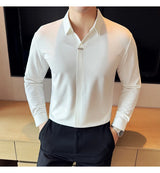 Herren hochelastisches V-Ausschnitt-POLO-Shirt – Nahtloses Langarm-T-Shirt ohne Spuren