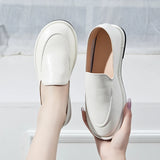 Women’s Genuine Leather Loafers – Soft Flat Slip-On Shoes, Round Toe Casual Walking Flats