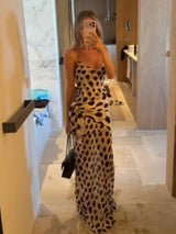Women’s Animal Print Ruched Drawstring Slip Dress