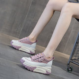 Women’s 7cm Leather Platform Wedge Sneakers – 3 Inch Chunky Heel Shoes