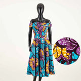 Afrikanisches Ankara-Print Carmen-Kleid | Traditionelle trägerlose afrikanische Kleidung