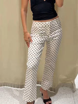 Elegante Damen-Hose mit Tupfenmuster – Schmale Passform, gerades Bein
