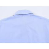 Damenblaue bestickte ausgehöhlte Hemdbluse | Bluse mit Reverskragen und Knopfleiste vorne