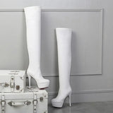 Sexy Damen Overknee-Stiefel – 12cm Stiletto-Absatz mit Plateau, oberschenkelhoch