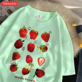 Frisches Erdbeer-Baumwoll-T-Shirt – Süßes Damen-T-Shirt mit Fruchtmotiv