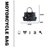 The Noir-Rebel Silhouette Retro Pleated Motorcycle Bag