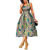 African Batik Summer Dress for Women | Sleeveless Knee-Length Party Dress