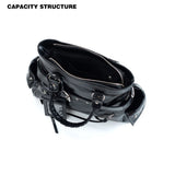 The Noir-Rebel Silhouette Retro Pleated Motorcycle Bag