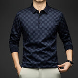 Herren Langarm-Polohemd – Business Casual Slim Fit Karo T-Shirt