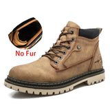 The Heritage Craftsman: Men's Retro Warm Work Boots – Vintage Style Fur-Plus Winter Boots