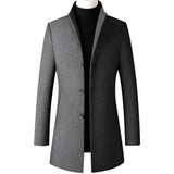Herren koreanischer Mode Trenchcoat – Business Casual Stehkragen Langer Slim Fit Winter Windbreaker