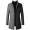 Men's Korean Fashion Trench Coat – Business Casual Stand Collar Long Slim Fit Winter Windbreaker