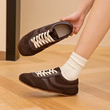 Women’s Genuine Leather German Training Shoes – Retro Flat Sneakers, Lace-Up "Forrest Gump" Style Trainers