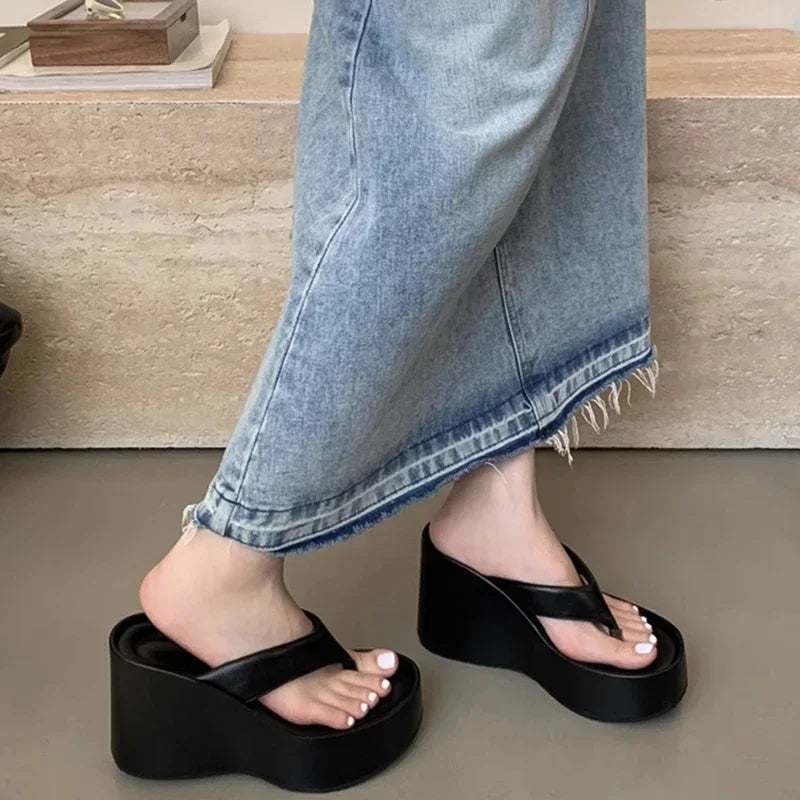 Designer Sommer klobige Hausschuhe – Mode Plateau Keilsandalen
