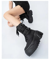 Women’s 9cm Chunky Platform Punk Wedge Ankle Booties