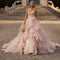 Pink Fluffy Mesh Evening Dress | 3D Flower Decoration Prom Gown