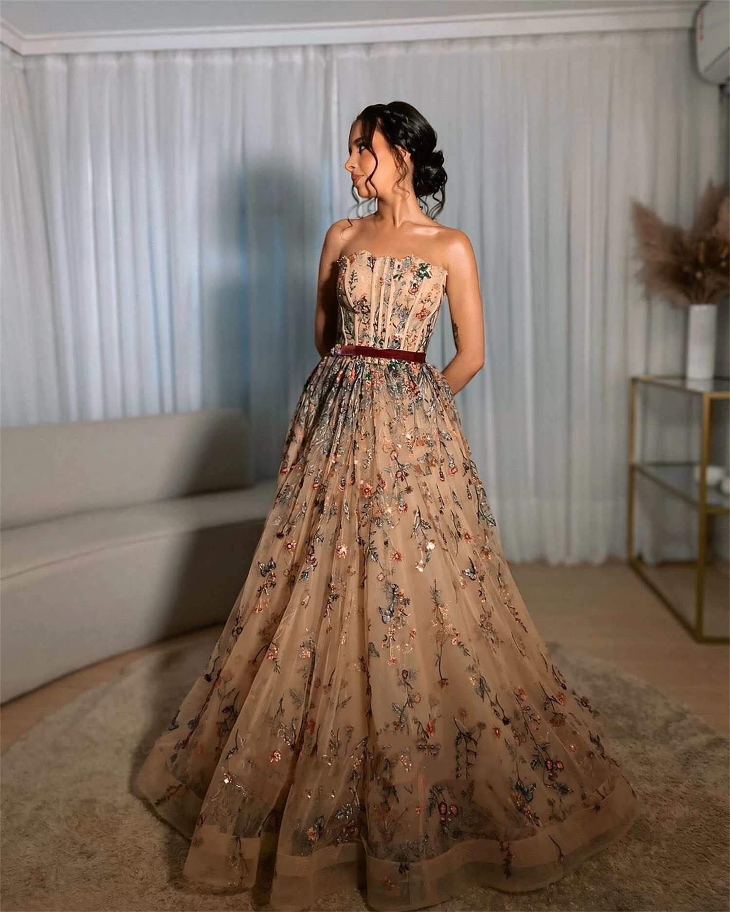 Champagner Sharon Happy Abendkleid | Elegantes Festliches Kleid für besondere Anlässe
