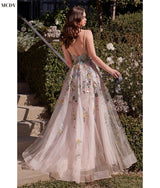 White Floral Embroidery Wedding Dress | Elegant Lady Evening Gown